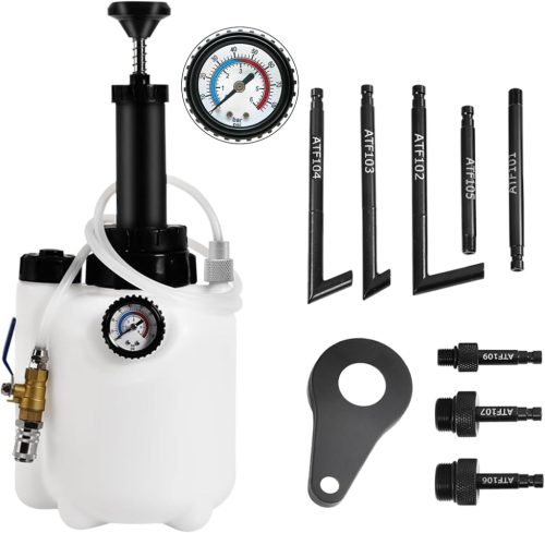 Pompă schimb ulei C Q CHANG QI (3L) - Sistem de umplere cu ulei, 8 adaptoare de aluminiu - Pompă de transfer lichide cu manometru