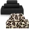 Yoande 6 részes fürdőszobai törülköző szett, barna leopárd és fekete, puha és nedvszívó - Brown Leopard Print and Black