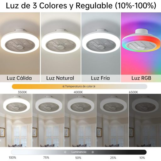 IZOWE RGB LED stropni ventilator 45cm s daljinskim upravljačem i prigušivom svjetiljkom