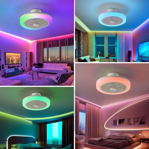 IZOWE RGB LED stropni ventilator 45cm s daljinskim upravljačem i prigušivom svjetiljkom