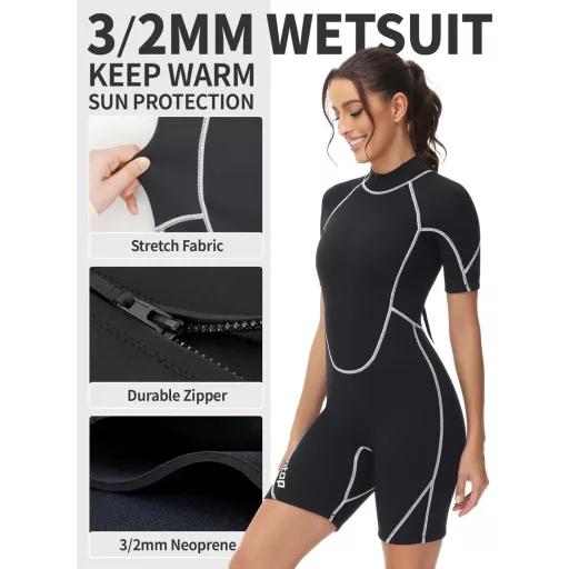 Owntop 3/2mm kratko odijelo od neoprena za plivanje Muško Žensko Stražnji patentni zatvarač za ronjenje Surfanje