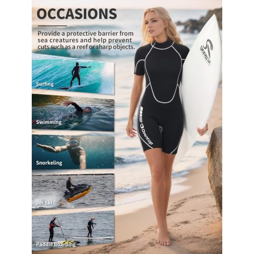 Owntop 3/2mm Shorty Neoprén Úszóruha Férfi Női Hátzipper Búvárkodáshoz Szörfözéshez