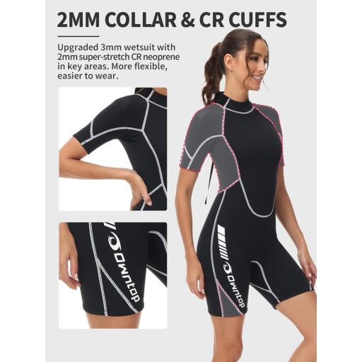 Owntop 3/2mm Shorty Neoprén Úszóruha Férfi Női Hátzipper Búvárkodáshoz Szörfözéshez