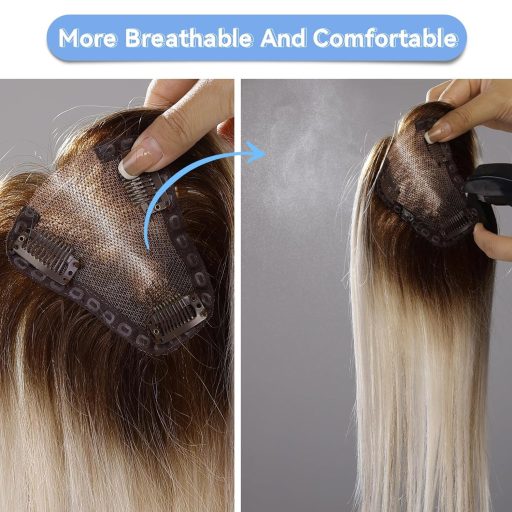 EMMOR Dámske príčesky z pravých vlasov, ručne viazané na švajčiarskej čipkovanej báze, rozmer 9x10 cm, dĺžka 30 cm, hnedé.