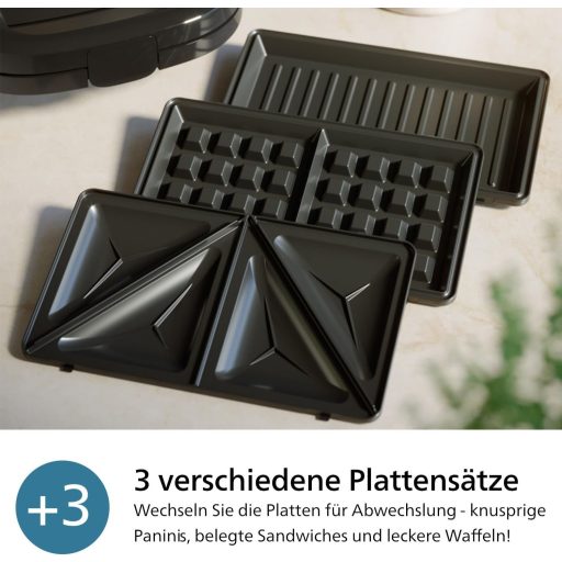 Philips Sandwichmaker 5000 750W Panini Grill Waffle Fekete/Ezüst