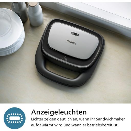 Philips Sandwichmaker 5000 750W Panini Grill Waffle Fekete/Ezüst