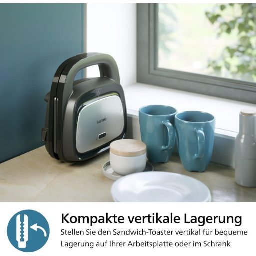 Philips Sandwichmaker 5000 750W Panini Grill Waffle Fekete/Ezüst