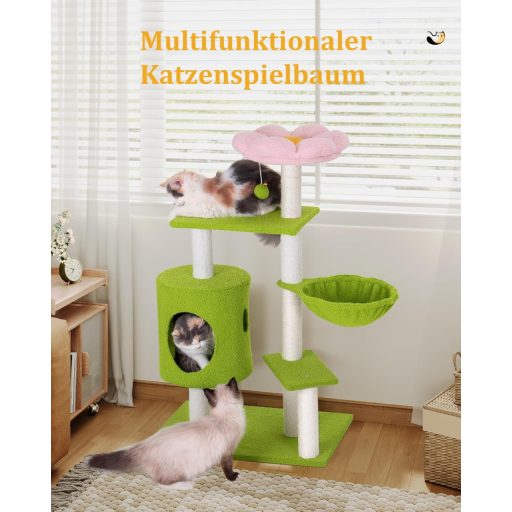 Grebalica za mačke Aechonow 104 cm, toranj s cvjetnim uzorkom, višekatni dvorac za mačke s mrežom i špiljama