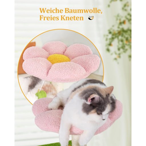 Grebalica za mačke Aechonow 104 cm, toranj s cvjetnim uzorkom, višekatni dvorac za mačke s mrežom i špiljama