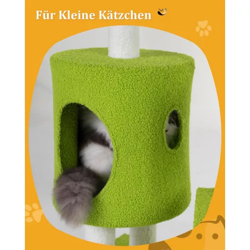 Turn pisică cu model floral Aechonow, 104 cm, castel pisicesc pe mai multe nivele cu plasă și peșteri