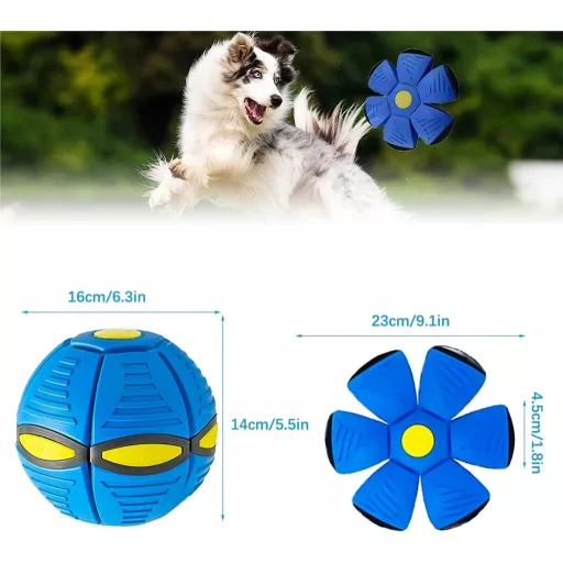 MagiSel Jucărie Interactivă pentru Câini, Frisbee Zburător - Minge Albastră Frisbee pentru Toate Rasele de Câini, Dispozitiv de Joacă Portabil pentru Animale de Companie, 180g