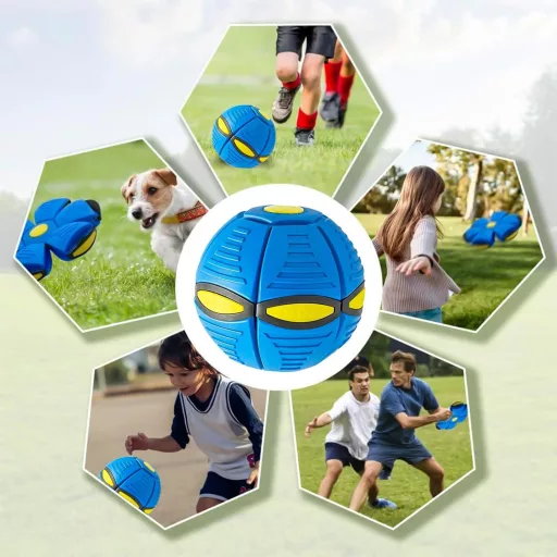 MagiSel Jucărie Interactivă pentru Câini, Frisbee Zburător - Minge Albastră Frisbee pentru Toate Rasele de Câini, Dispozitiv de Joacă Portabil pentru Animale de Companie, 180g