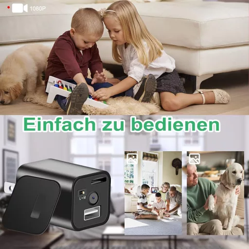 KAMREA Bezpečnostná kamera HD 1080P Mini skrytá kamera USB nabíjačka s maskovaním Detekcia pohybu Nepretržité nahrávanie Monitorovanie kancelárie a domácnosti