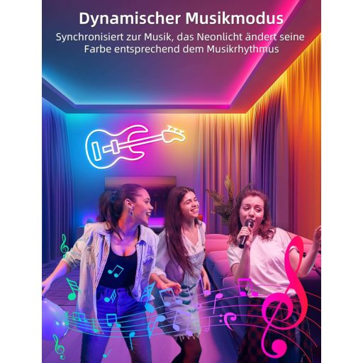 Bandă LED RGB Lamomo 20m - 24V Neon LED rezistentă la apă cu control prin aplicație - Iluminare ambientală cu sincronizare la muzică pentru living, dormitor