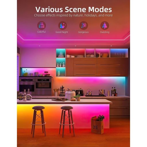 Lamomo RGB LED Szalag 20m - 24V Vízálló Neon LED Csík Applikációs Vezérléssel - Zenére Szinkronizáló Hangulatvilágítás Nappaliba, Hálószobáb