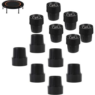   YINGLUOEU 12 ks Protišmykové gumové chrániče na nohy trampolíny – Ochranné krytky na trampolínu, nábytok a pružinové postele – čierne, 2,5 x 4 cm