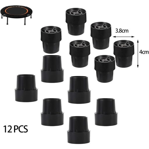 YINGLUOEU 12 ks Protišmykové gumové chrániče na nohy trampolíny – Ochranné krytky na trampolínu, nábytok a pružinové postele – čierne, 2,5 x 4 cm