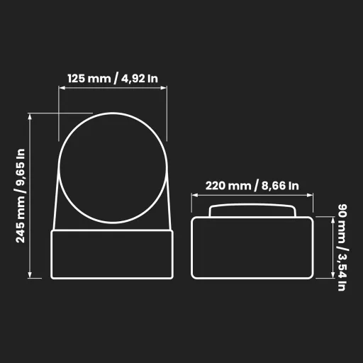 Repa Market Racord conductă plată-rotundă 90° 220x90mm - Diametru 125mm Ventilație Aer Condiționat Încălzire Răcire Plastic