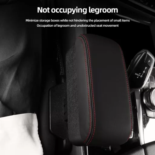 Cotieră Auto Universală Qirc - Suport de Braț Reglabil pe Înălțime cu Suport pentru Pahare, Perna Confortabilă și Compartiment de Depozitare, Negru