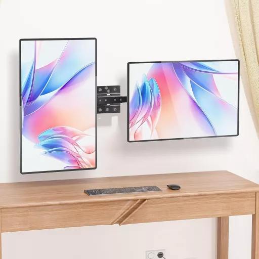 WALI 012ARM-38 Fali Monitor Tartó 17-38 Colos Képernyőhöz, Dupla Monitor Kar, Forgatható Dönthető