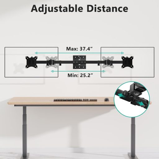 WALI 012ARM-38 Fali Monitor Tartó 17-38 Colos Képernyőhöz, Dupla Monitor Kar, Forgatható Dönthető