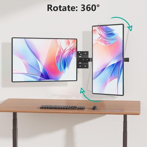 WALI 012ARM-38 Fali Monitor Tartó 17-38 Colos Képernyőhöz, Dupla Monitor Kar, Forgatható Dönthető