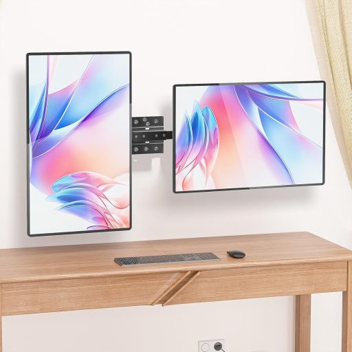WALI 012ARM-38 Fali Monitor Tartó 17-38 Colos Képernyőhöz, Dupla Monitor Kar, Forgatható Dönthető