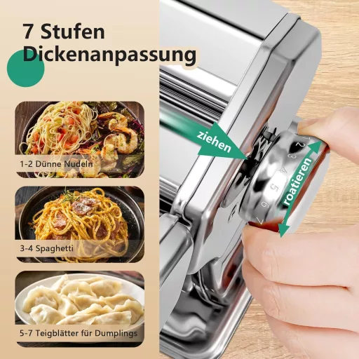 YASHE Rozsdamentes Tésztakészítő Gép 7 Fokozatú Vastagságbeállítással