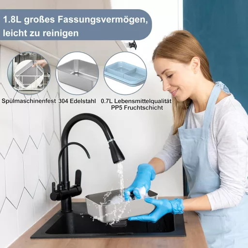 Herrfilk 100W Elektromos Ételhordó 3in1 - 12/24/220V Fűthető Ebéddoboz Evőeszközzel és Hőszigetelt Táskával, 1,8L Szivárgásmentes Autóba, Ka