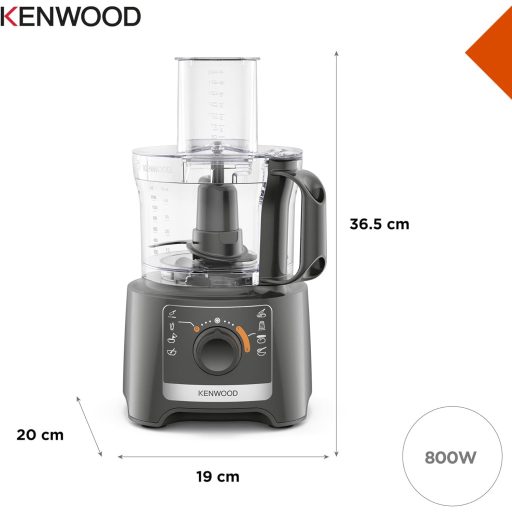 Kenwood Multipro Compact FDP31.020GY Model 2023, Food Processor with 2 Processing Speeds + Pulse, Bowl 2.1 L, Electric Vegetable Cutter for Chopping, Grating and Kneading, 800 W