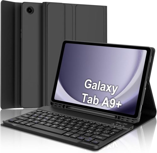 SENGBIRCH Bluetooth Billentyűzetes Tok Samsung Galaxy Tab A9 Plus 11" (2023) Tablethez - Levehető QWERTZ Vezeték Nélküli Billentyűzet, Feket