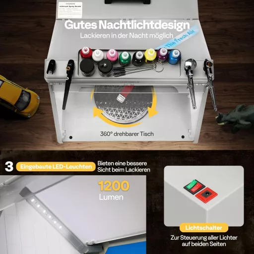 VIVOHOME Airbrush Kivonatrendszer LED Világítással és Forgóasztallal