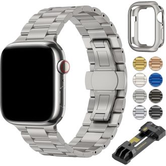   OULUOQI kovový remienok na Apple Watch 38-49 mm z nehrdzavejúcej ocele, unisex