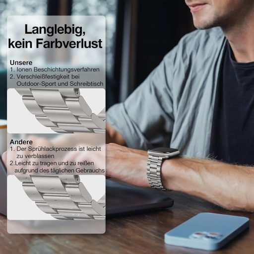 OULUOQI kovový remienok na Apple Watch 38-49 mm z nehrdzavejúcej ocele, unisex