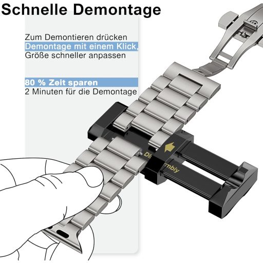 OULUOQI kovový remienok na Apple Watch 38-49 mm z nehrdzavejúcej ocele, unisex