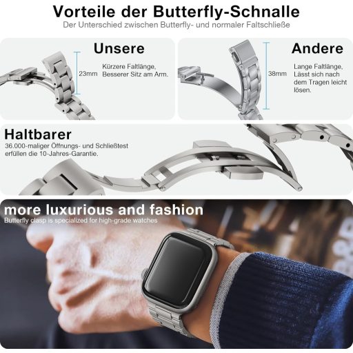 OULUOQI Apple Watch fém szíj 38-49mm rozsdamentes acél uniszex