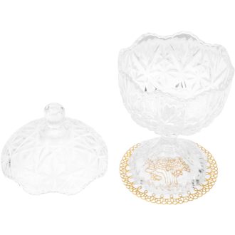   TOVINANNA Kerek Üveg Süteményes Tároló Edény Fedővel - Átlátszó Bonbon Tartó Dekoratív Konyhai Tárolódoboz Édességekhez 4,5L