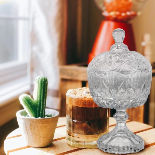 TOVINANNA Recipient rotund din sticlă pentru prăjituri cu capac - Bonbonieră transparentă, cutie decorativă de depozitare pentru bucătărie, pentru dulciuri, 4,5L