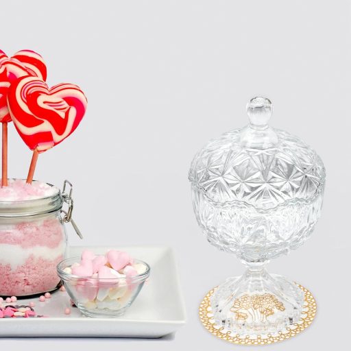 TOVINANNA Recipient rotund din sticlă pentru prăjituri cu capac - Bonbonieră transparentă, cutie decorativă de depozitare pentru bucătărie, pentru dulciuri, 4,5L