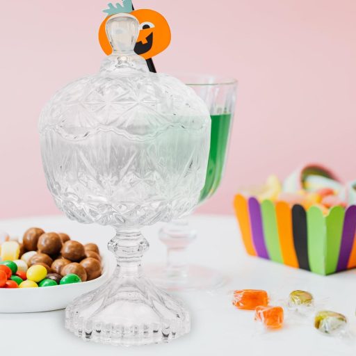 TOVINANNA Recipient rotund din sticlă pentru prăjituri cu capac - Bonbonieră transparentă, cutie decorativă de depozitare pentru bucătărie, pentru dulciuri, 4,5L