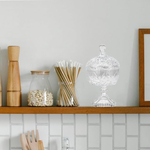 TOVINANNA Recipient rotund din sticlă pentru prăjituri cu capac - Bonbonieră transparentă, cutie decorativă de depozitare pentru bucătărie, pentru dulciuri, 4,5L