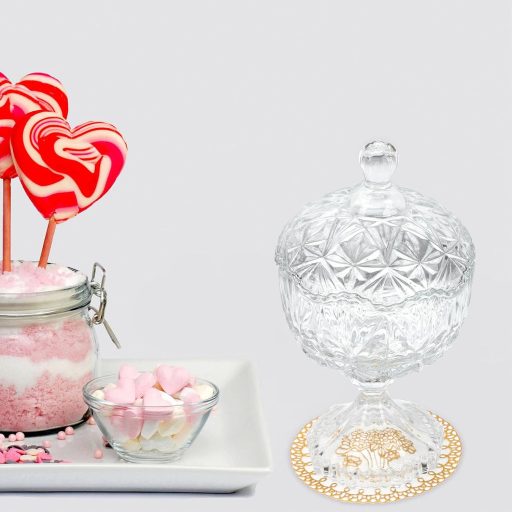 TOVINANNA Kerek Üveg Süteményes Tároló Edény Fedővel - Átlátszó Bonbon Tartó Dekoratív Konyhai Tárolódoboz Édességekhez 4,5L