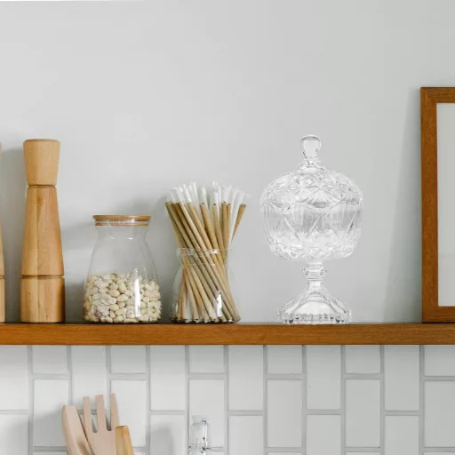 TOVINANNA Recipient rotund din sticlă pentru prăjituri cu capac - Bonbonieră transparentă, cutie decorativă de depozitare pentru bucătărie, pentru dulciuri, 4,5L