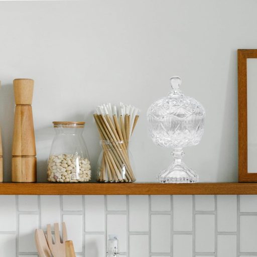 TOVINANNA Kerek Üveg Süteményes Tároló Edény Fedővel - Átlátszó Bonbon Tartó Dekoratív Konyhai Tárolódoboz Édességekhez 4,5L