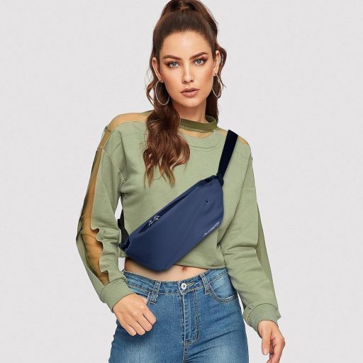 FORETOY Unisex Övtáska Kulacstartóval - Vízálló Crossbody Táska Futáshoz, Túrázáshoz, Kerékpározáshoz, Nagy Kapacitású Válltáska, Sötétkék