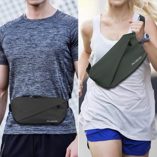 FORETOY Unisex Övtáska Kulacstartóval - Vízálló Crossbody Táska Futáshoz, Túrázáshoz, Kerékpározáshoz, Nagy Kapacitású Válltáska, Sötétkék