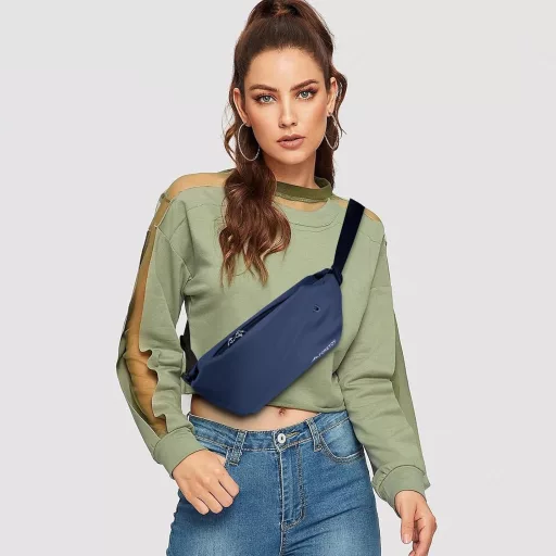 FORETOY Unisex ľadvinka s držiakom na fľašu - Vodoodolná taška crossbody na beh, turistiku, cyklistiku, veľkokapacitná taška cez rameno, tmavomodrá