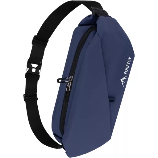 FORETOY Unisex ľadvinka s držiakom na fľašu - Vodoodolná taška crossbody na beh, turistiku, cyklistiku, veľkokapacitná taška cez rameno, tmavomodrá