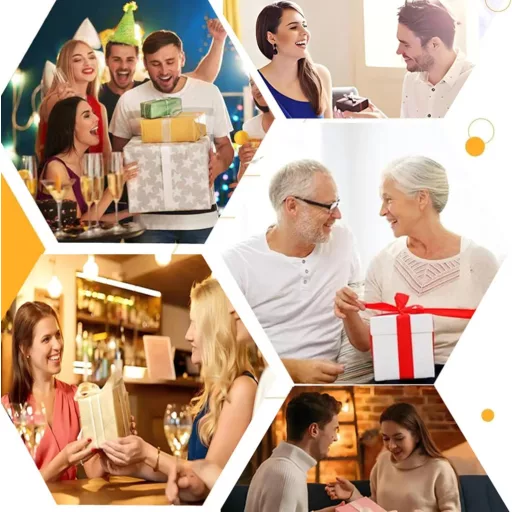 Intckwan Drvena knjiga gostiju s LED svjetlima - Držač novčanih poklona za 40. rođendan i godišnjicu, s godinama 1984-2024, dekoracija za stol