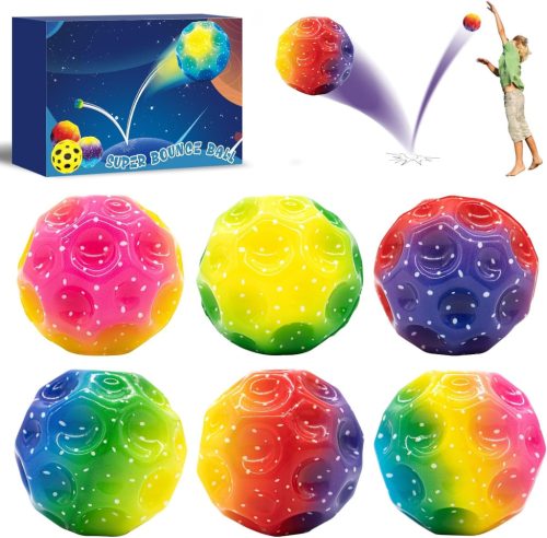 Set de mingi săltărețe Astro - 6 mingi spațiale colorate, cu săritură înaltă, pentru copii